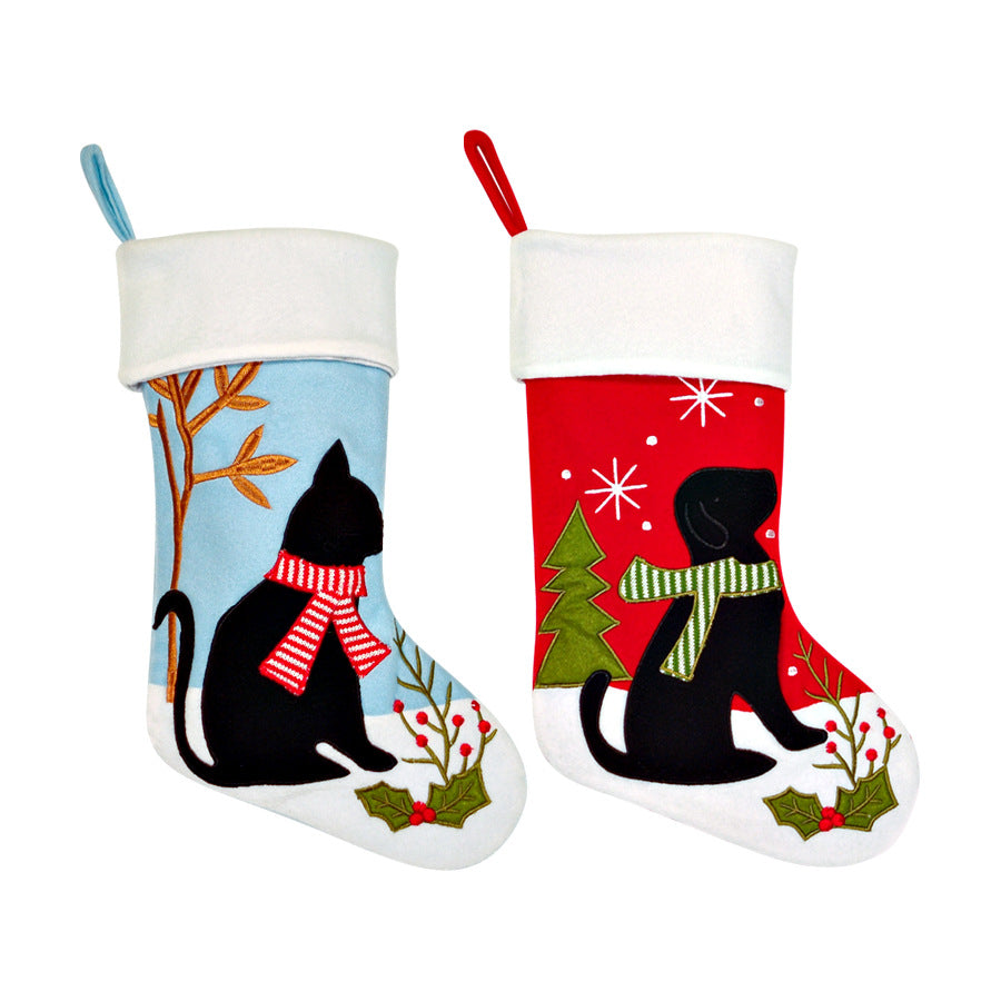 Christmas Decorations Big Gift Bag Embroider Pet Stocking Xmas Tree Hanging Fireplace Home Decorations