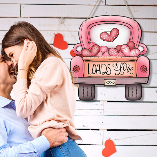 Load of Love for Valentine'd Day Hanging Decorations Wooden Sign for Room Wedding Ornaments Engagement Anniversary Decor Wreath DIY Accessory