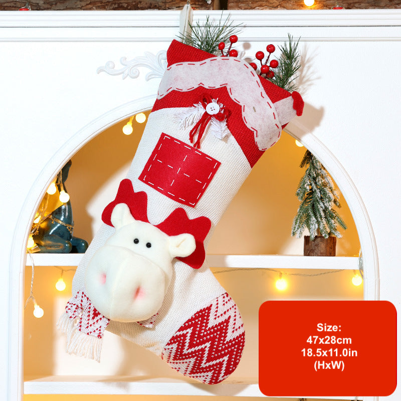 3D Cartoon Christmas Stockings Decorations Santa Snowman Gift Bag Xmas Tree Hanging Ornament Holiday Party Candy Bags