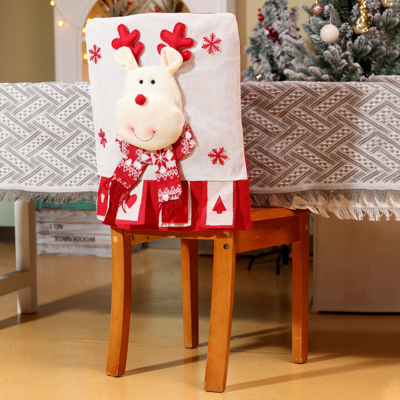 Cartoon Knitted Chair Covers Christmas Decorations Dinning Room Ornaments Holiday Home Decor