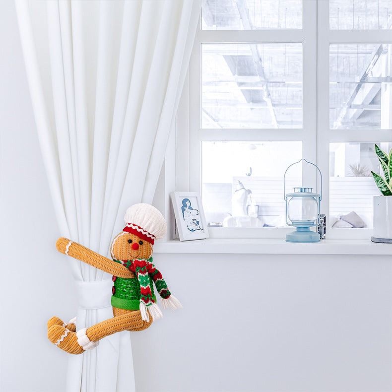 Christmas Decorations Gingerbread Man Curtain Buckle Chef Hat Window Curtain Hanging Ornaments Home Hotel Decor