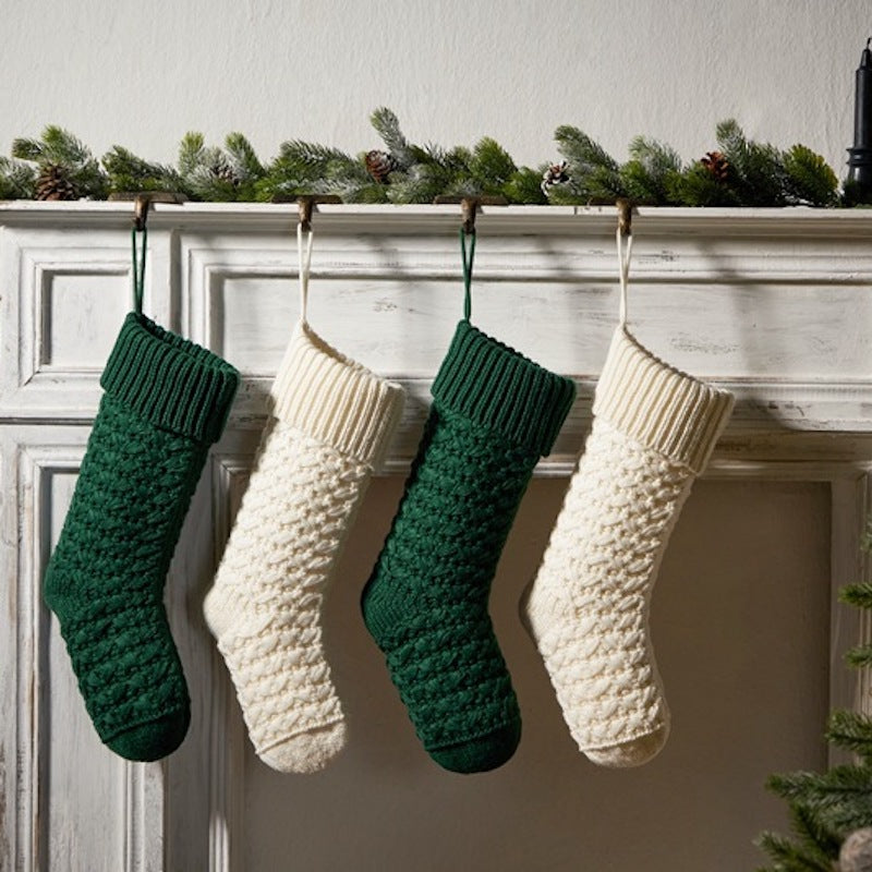 Christmas Hanging Ornament Knitted Stocking Gift Bag Socks Xmas Party Decorations Candy Bag