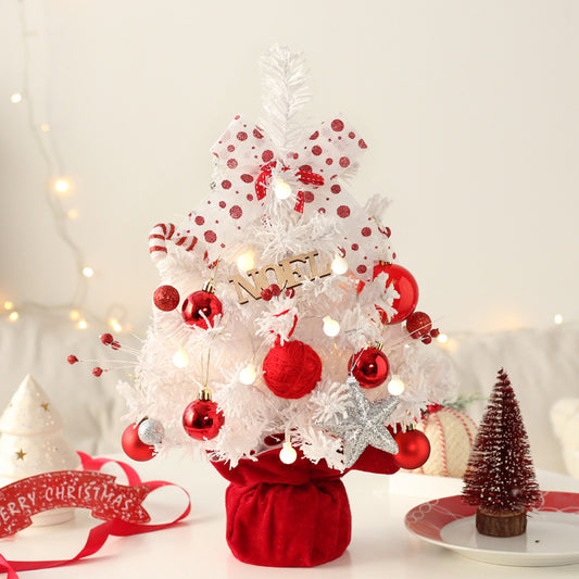 Mini Christmas Tree Tabletop Rotating Music Box Xmas Tree Christmas Decoration Red White Ornaments 50cm 20in