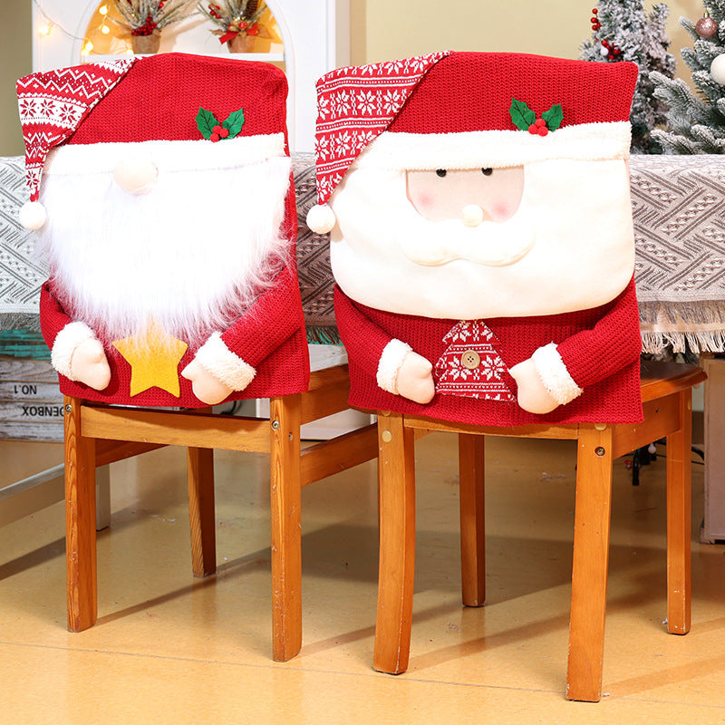 Christmas Decorations Faceless Santa Chair Covers Party Dinning Room Ornaments Snowman Seat Cover Festive Home Decor