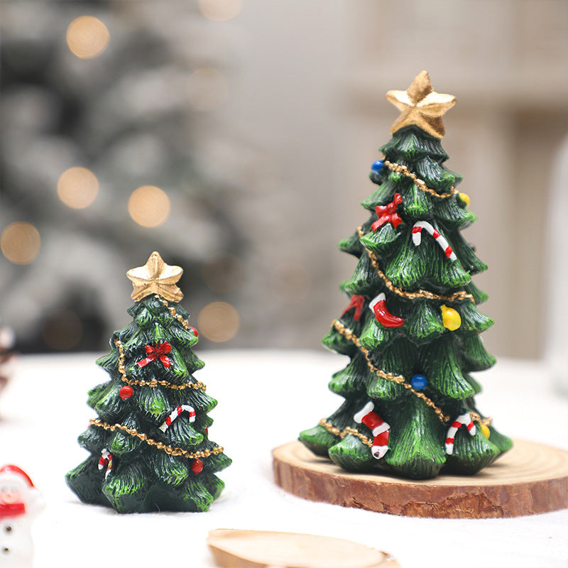 Christmas Decorations Mini Resign Christmas Tree Desktop Ornament Xmas Gift Holiday Party Home Decor