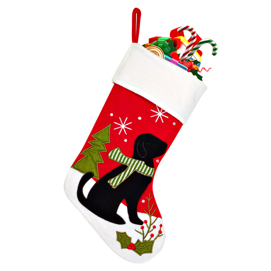 Christmas Decorations Big Gift Bag Embroider Pet Stocking Xmas Tree Hanging Fireplace Home Decorations