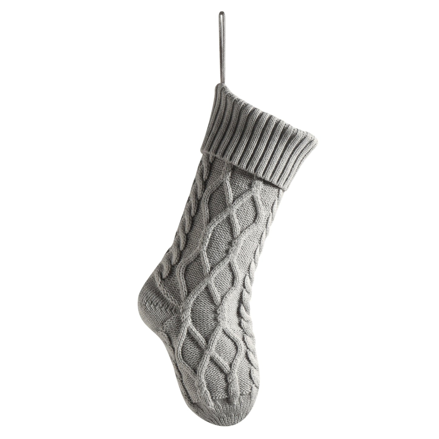 Christmas Decorations Knitted Twist Stocking Double Diamond Large  Gift Bag Xmas Tree  Hanging Home Fireplace Ornament 18"