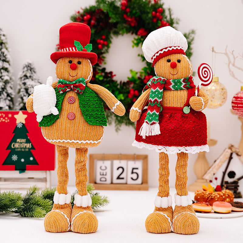 Christmas Decorations Gingerman Chef Telescope Doll Gingerbread Man Ornaments Xmas Gifts Home Decor Shop Window Decoration
