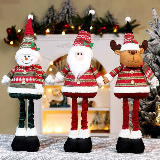 Christmas Decorations Stripe Santa Telescope Doll Snowman Deer Ornaments Gifts