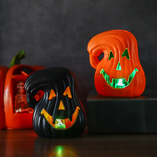 2Pack Creative Pumpkin Light LED Night Lamp Halloween Decorations Tilted Pumpkin Table Ornaments Party Props Holiday Home Decor