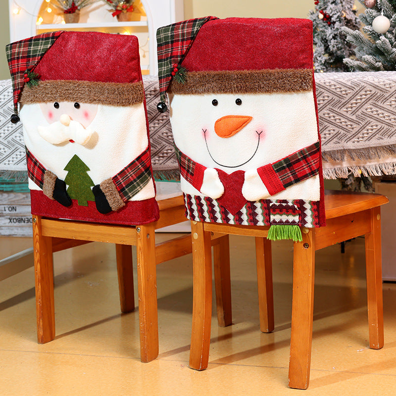 Christmas Chair Covers Decorations Hotel Dinning Room Home Decor Santa Snowman Ornaments