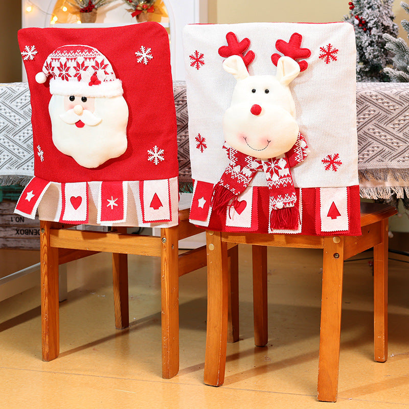 Cartoon Knitted Chair Covers Christmas Decorations Dinning Room Ornaments Holiday Home Decor