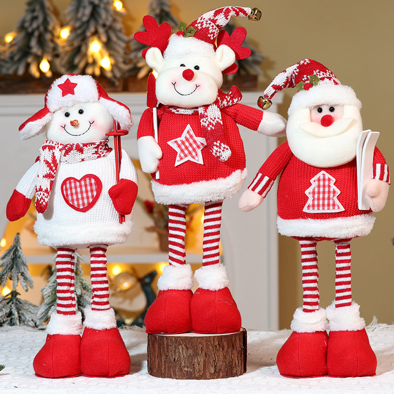 Christmas Cartoon Telescope Doll Knitted Santa Heart Snowman Ornaments Deer Decorations Xmas Gift Window Home Decor