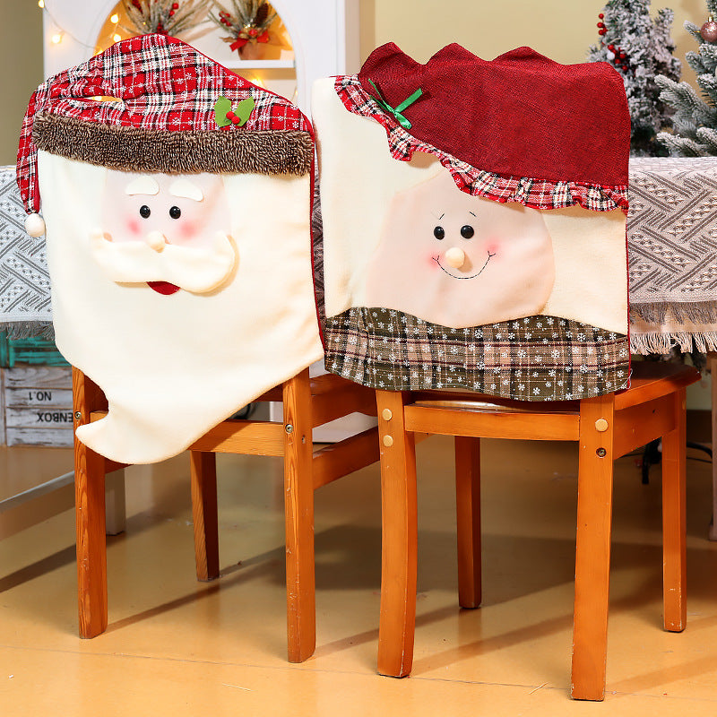 Christmas Chair Covers Decorations Cartoon Santa Dining Ornaments Festive Party Home Decor