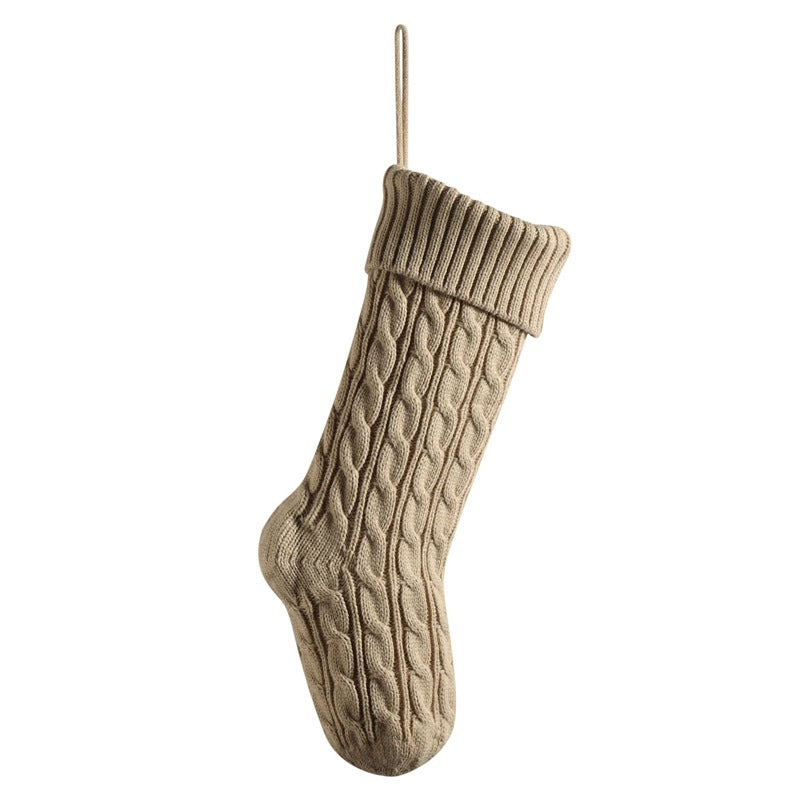 Knitted Twist Christmas Stocking Large Gift Bag Home Decorations Xmas Tree Fireplace Hanging Ornament Candy Bag