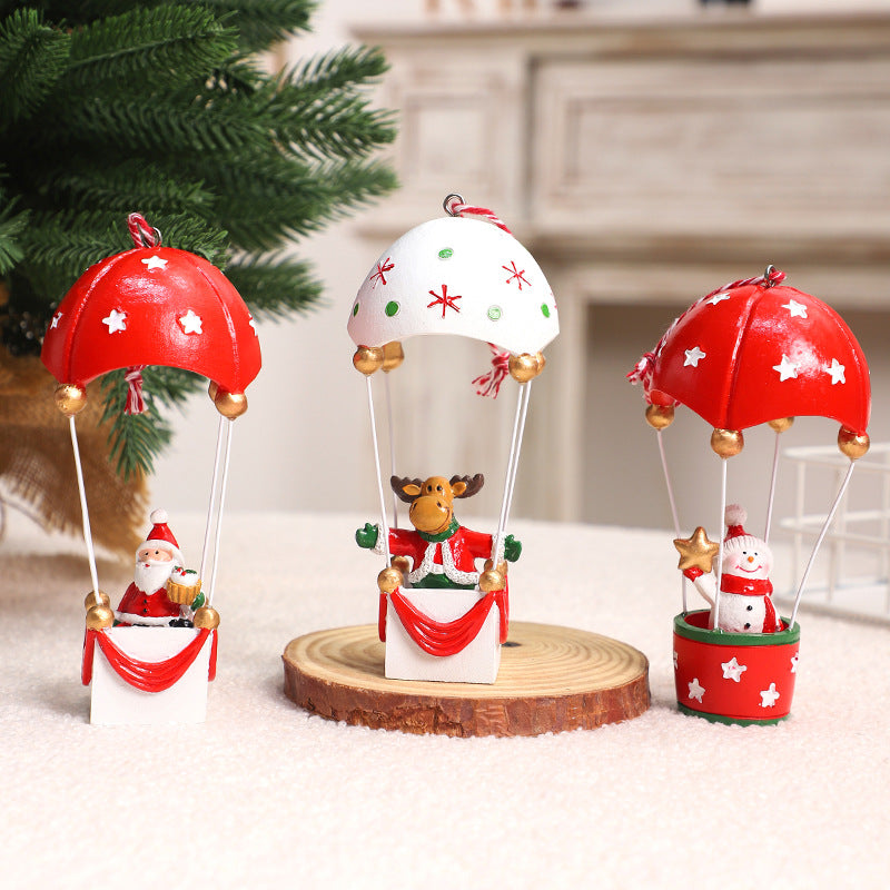 Christmas Parachute Decorations Xmas Tree Pendant Resign Santa Snowman Ornament Home Desktop Decor