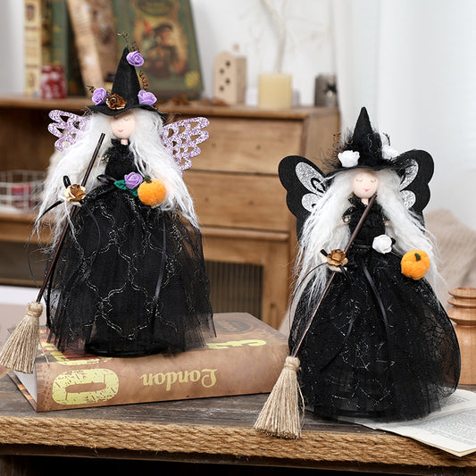 Halloween Decorations Witch Wings Doll Ornaments Butterfly Elf Tree Topper Holiday Party Home Decor Gifts