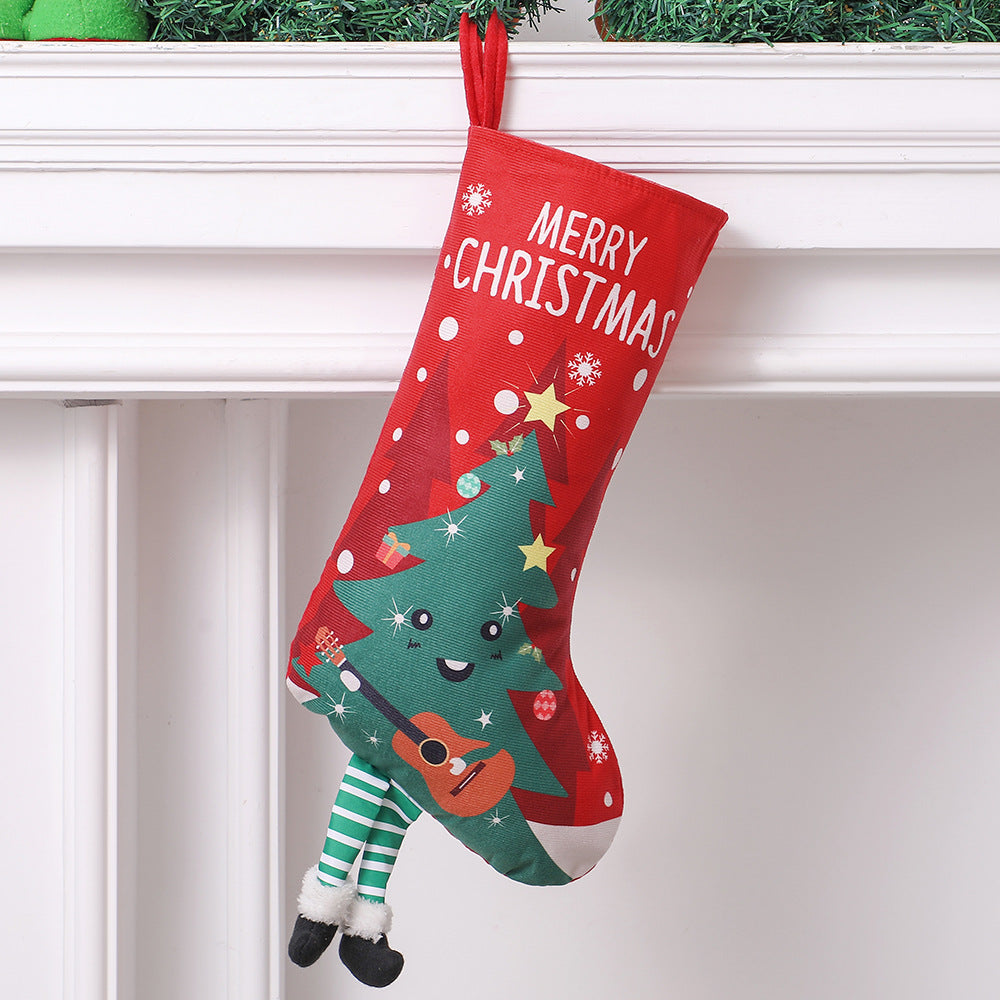 Christmas Stocking Cartoon Printing Gift Bag Santa Showman Xmas Tree Hanging Ornaments