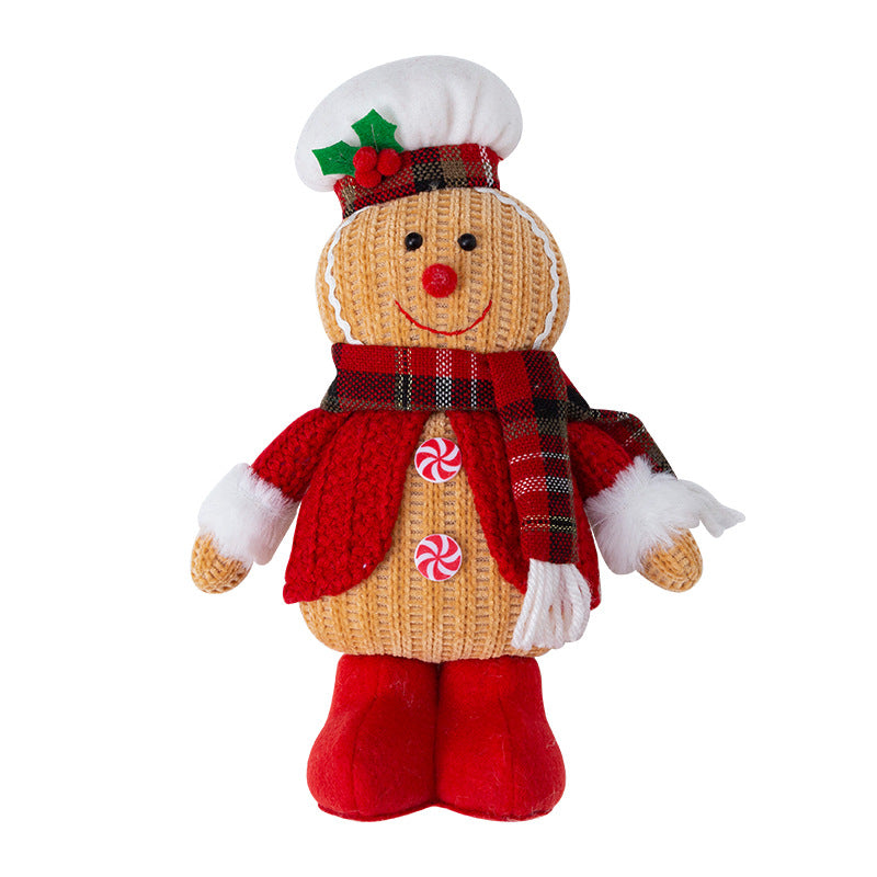 Cute Ginger Man Doll Ornaments Christmas Decorations Knitted Chef Gingerbread Man for Xmas Hotel Home Decor Shop Window Displays