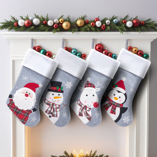 Christmas Stocking Decorations Cartoon Santa Snowman Socks Gifts Candy Bag Xmas Tree Hanging Ornaments Holiday Decor