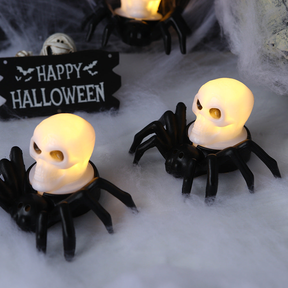 2Pack LED Spider Light for Halloween Decorations Spooky Skull Night Lamp Holiday Party Decoration Table Ornaments for Home Pub Ambient Lighting Party Props Gifts