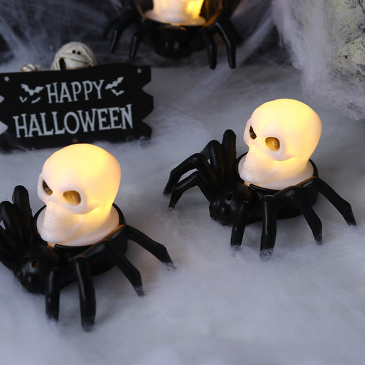 2Pack LED Spider Light for Halloween Decorations Spooky Skull Night Lamp Holiday Party Decoration Table Ornaments for Home Pub Ambient Lighting Party Props Gifts