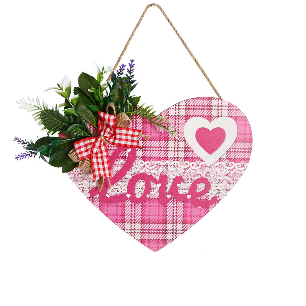 Heart-shaped Wooden Sign for Home Decor Front Door Hanging Ornament Valentine's Day, Wedding, Engagement Anniversary Decorations