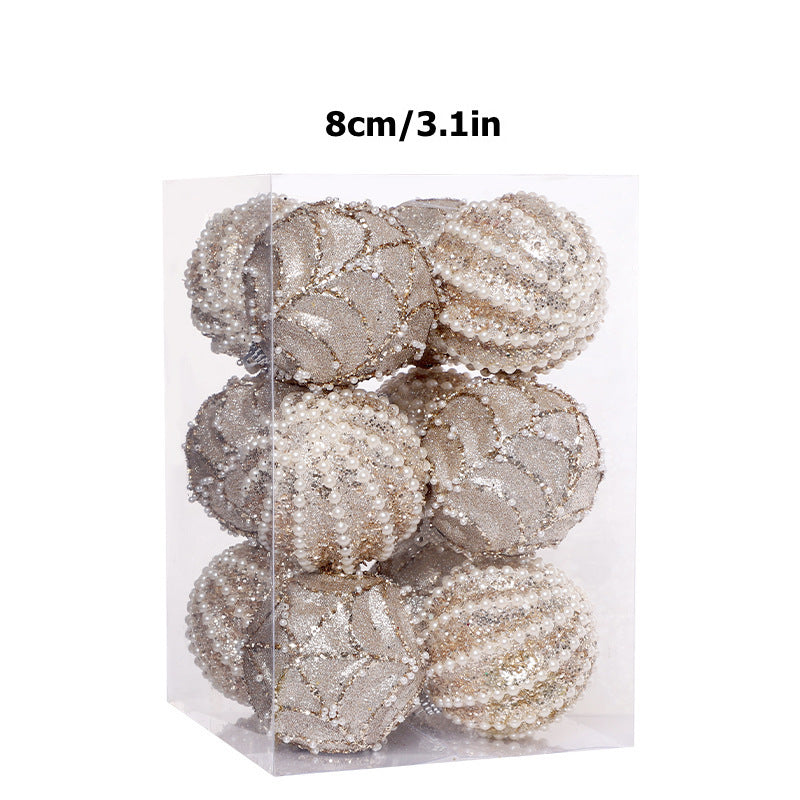 Christmas Decorations Bead Painted Foam Christmas Ball Set Xmas Tree Pendant Holiday Hanging Ornament 12PCS 8cm/3.1in