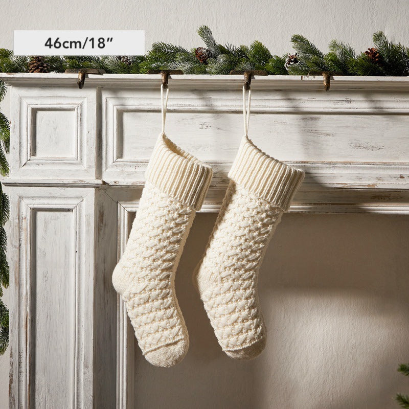 Christmas Hanging Ornament Knitted Stocking Gift Bag Socks Xmas Party Decorations Candy Bag