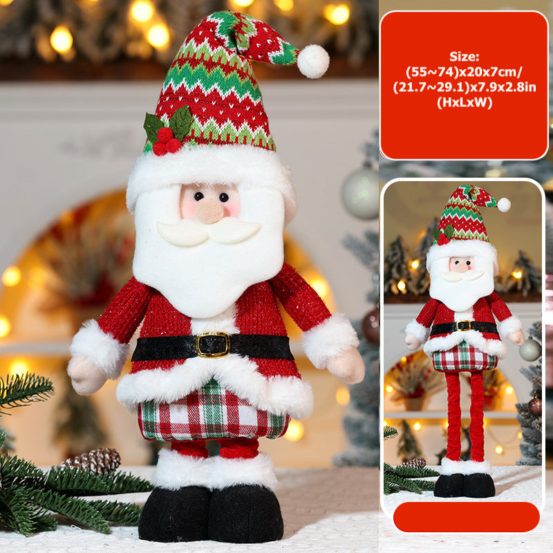 Christmas Telescope Doll Ornaments Stripe Plaid Snowman Santa Decorations Holiday Window Decoration Gift