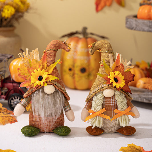 Fall Harvest Season Gnome Ornaments Thanksgiving Decorations Maple Rudolf Doll Holiday Table Decoration Home Decor Autumn Gifts