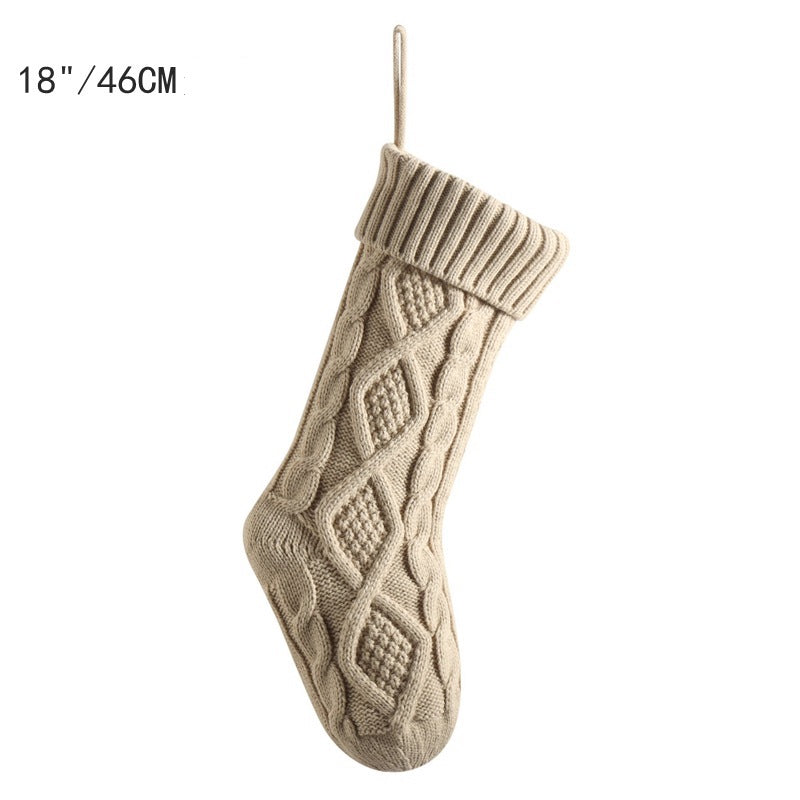 18in Large Christmas Gift Bag Decorations Knitted Two-sided Diamond Christmas Stocking Home Fireplace Xmas Tree Ornaments