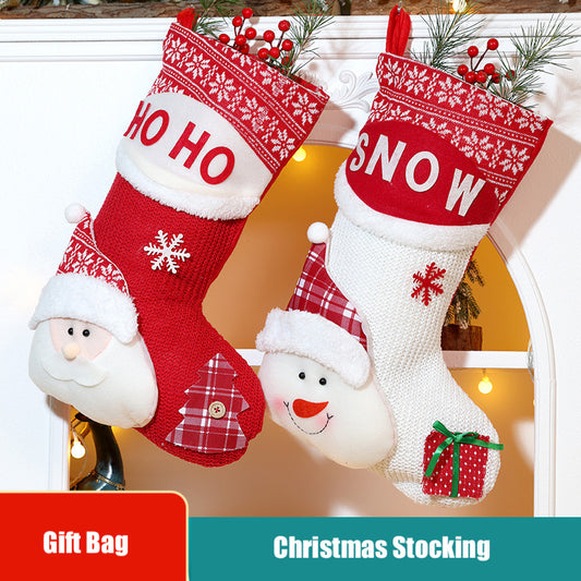 3D Cartoon Christmas Stockings Decorations Santa Snowman Gift Bag Xmas Tree Hanging Ornament Holiday Party Candy Bags
