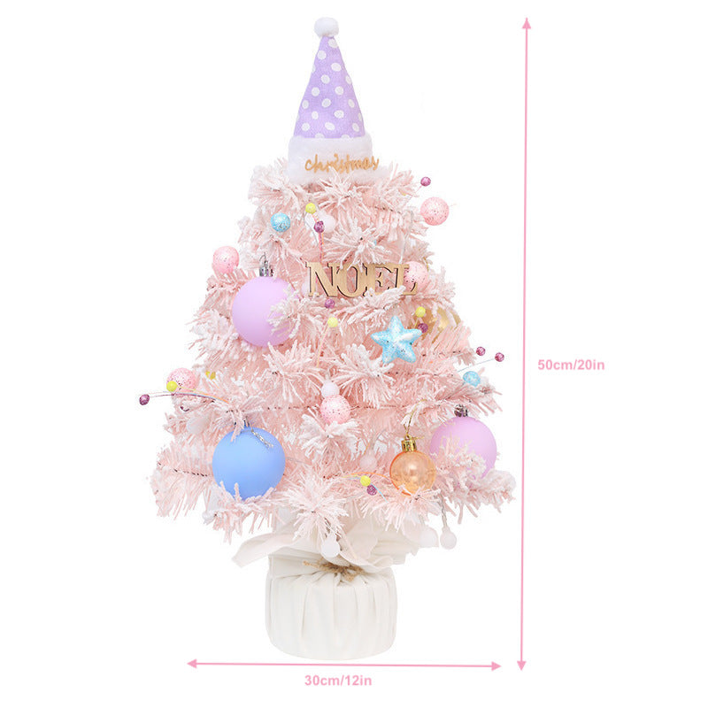 Christmas Decorations Pink Mini Christmas Tree Rotating with Music Box Tabletop Ornaments 50cm/20in
