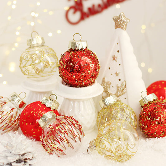 Decoraciones de bolas de Navidad 25 piezas de adornos de brillo pintados de PET para adornos colgantes de árbol de Navidad decoración del hogar de fiesta.