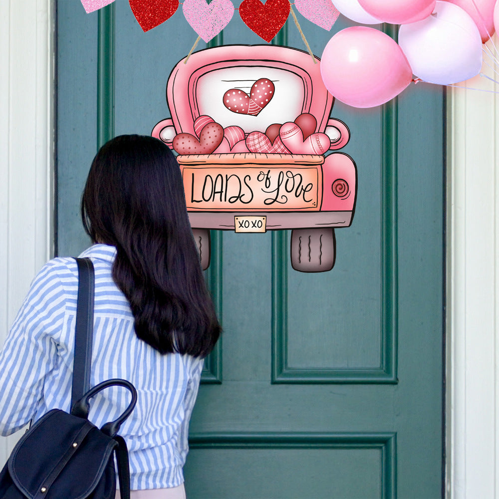 Load of Love for Valentine'd Day Hanging Decorations Wooden Sign for Room Wedding Ornaments Engagement Anniversary Decor Wreath DIY Accessory