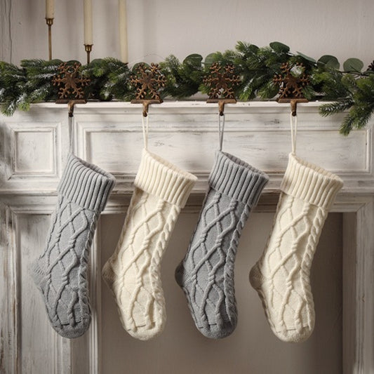Christmas Decorations Knitted Twist Stocking Double Diamond Large  Gift Bag Xmas Tree  Hanging Home Fireplace Ornament 18"
