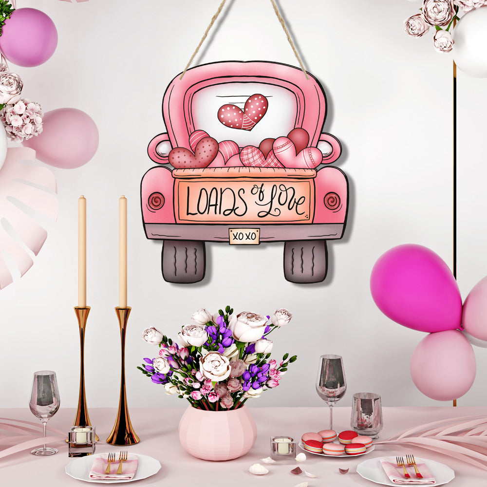 Load of Love for Valentine'd Day Hanging Decorations Wooden Sign for Room Wedding Ornaments Engagement Anniversary Decor Wreath DIY Accessory