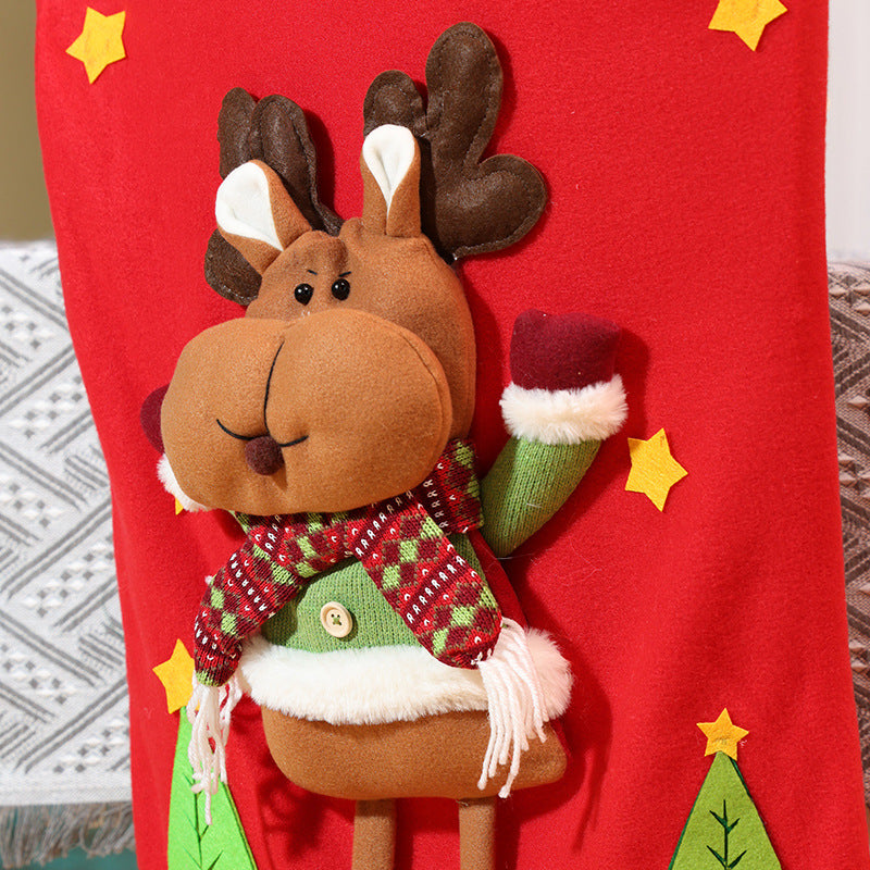 Christmas Chair Cover Longlegs Santa Snowman Ornaments Xmas Hotel Dinning Room Decoration