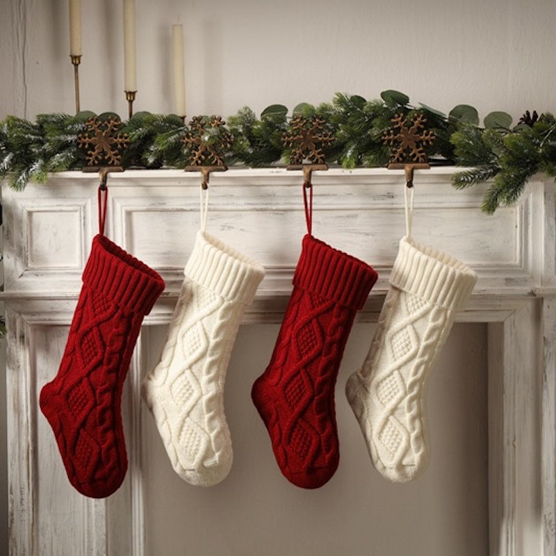 18in Large Christmas Gift Bag Decorations Knitted Two-sided Diamond Christmas Stocking Home Fireplace Xmas Tree Ornaments