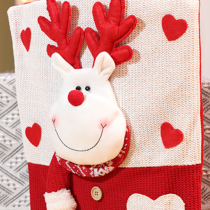 Christmas Decorations Cartoon Knitted Chair Covers Santa Snowman Chair back set Festive Dining Room Ornaments Home Decor