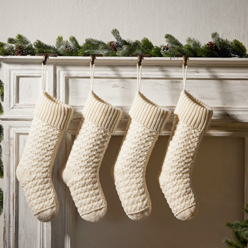 Christmas Hanging Ornament Knitted Stocking Gift Bag Socks Xmas Party Decorations Candy Bag