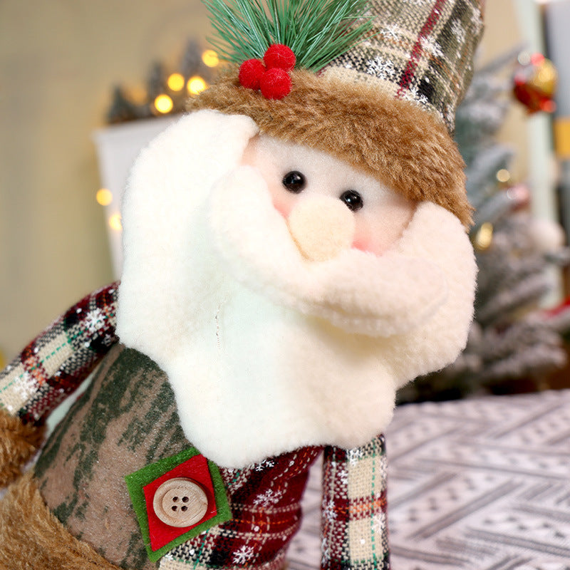 Christmas Plaid Snowflake Doll Telescope Santa Snowman Ornaments Shopping Mall Decorations Holiday Gifts Window Home Decor