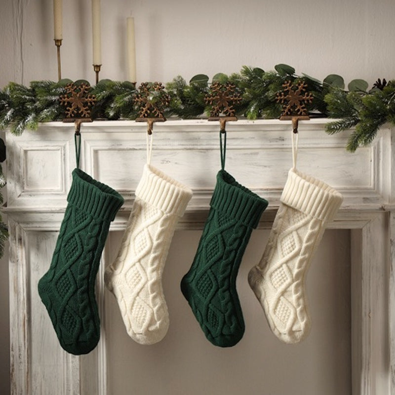 18in Large Christmas Gift Bag Decorations Knitted Two-sided Diamond Christmas Stocking Home Fireplace Xmas Tree Ornaments
