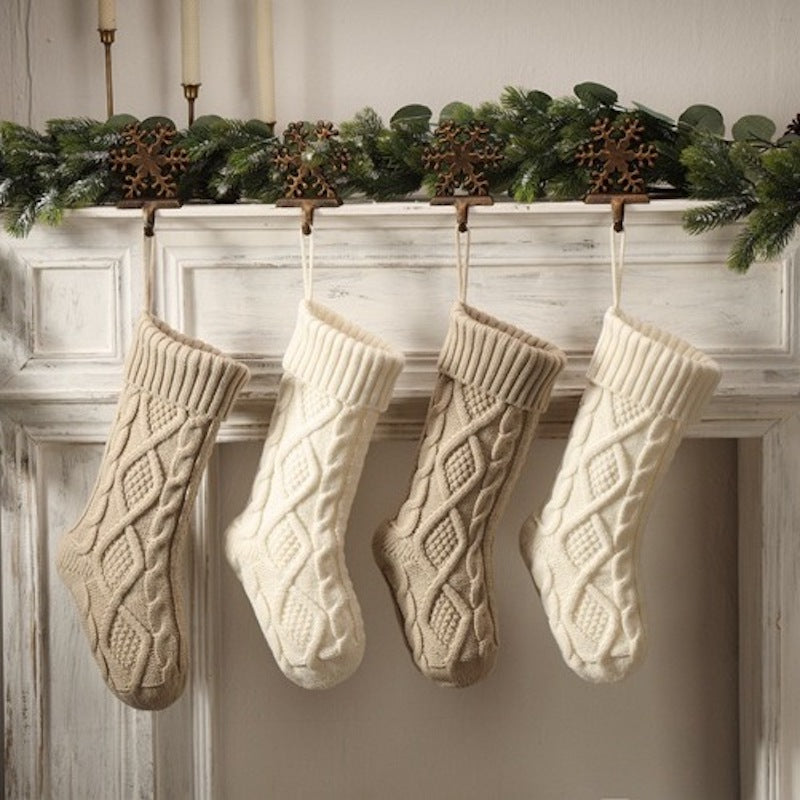 18in Large Christmas Gift Bag Decorations Knitted Two-sided Diamond Christmas Stocking Home Fireplace Xmas Tree Ornaments