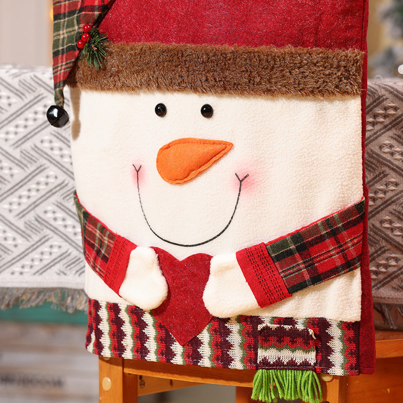 Christmas Chair Covers Decorations Hotel Dinning Room Home Decor Santa Snowman Ornaments