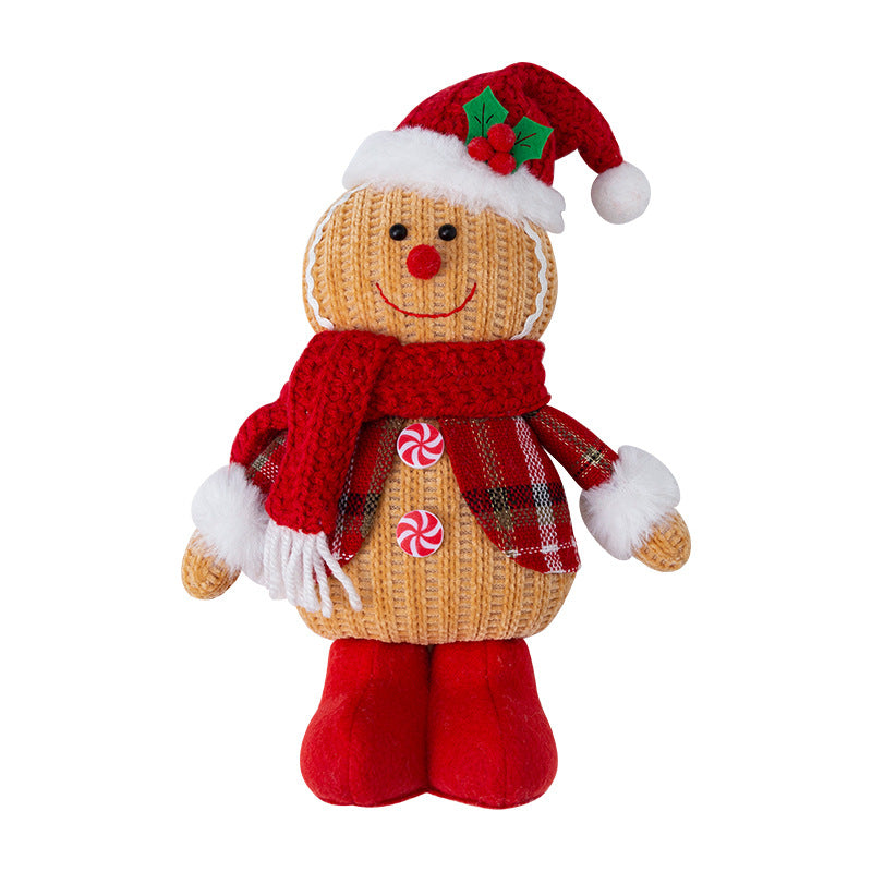 Cute Ginger Man Doll Ornaments Christmas Decorations Knitted Chef Gingerbread Man for Xmas Hotel Home Decor Shop Window Displays