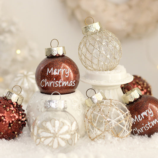 Christmas Decorations 6cm/2.4in Christmas Balls for Tree Hanging Ornaments Glitter Coffee Baubles Home Party Decor