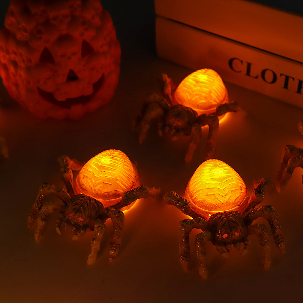 2Pack LED Spider Light Spooky Skull Night Lamp Table Ornaments Halloween Decorations Pub Ambient Lighting Party Props Gifts