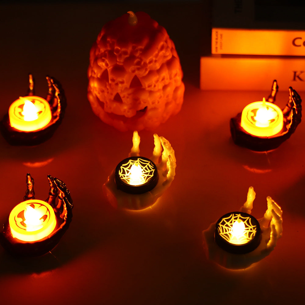 2PCS LED Night Lamp Halloween Decorations Palm Pumpkin Candle Light Table Ornaments Pub Ambient lighting Party Props